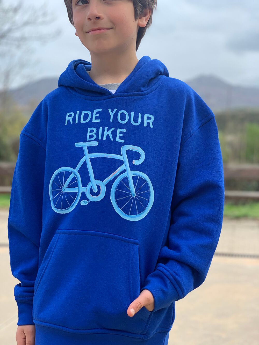 Sudadera Ride your bike azul niño -